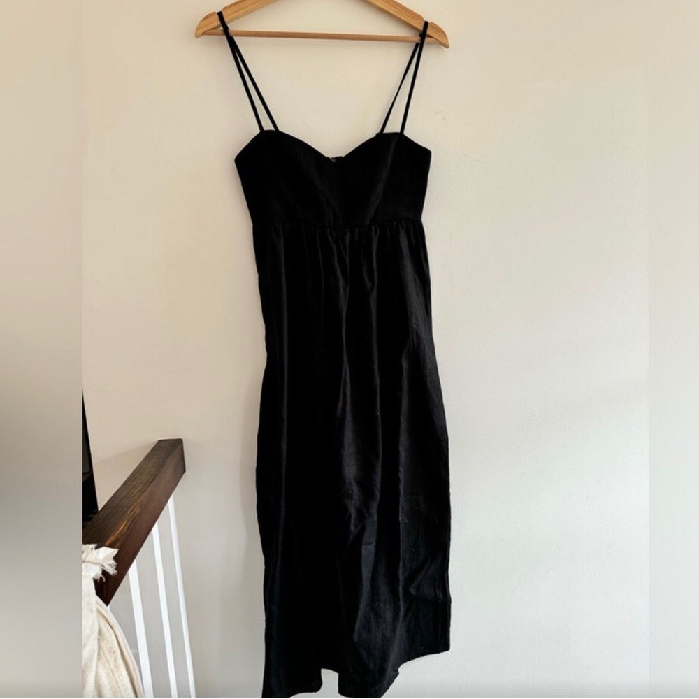 Reformation Odette Linen Black Dress 2 - Picture 3 of 5